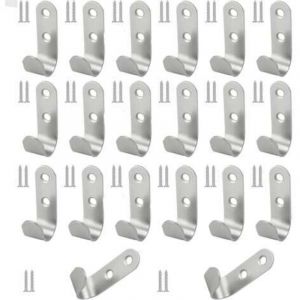 20 Pi&egrave;ces Crochets &agrave; 2 Trous en Acier Inoxydable J avec Vis, 45x15 mm Crochets M&eacute;talliques &Eacute;tanches pour B&acirc;che, Argent Lourds Crochet pour Bache pour