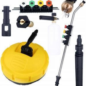 Spazzola pulizia barra Rosfix T-racer per idropulitrici Karcher + Lancia per idropulitrice da 1/4', piegata 15&deg; con set di 5 ugelli e manico +