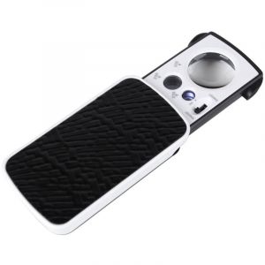 Loupe de poche &eacute;clair&eacute;e &agrave; LED - Loupe 30X 60X 90X - Loupe de lecture &eacute;clair&eacute;e pour personnes &acirc;g&eacute;es - Loupe de poche pliable noire pour bijoux, pi&egrave;ces