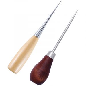 2 Pi&egrave;ces Machine &Agrave; Coudre En Cuir Ronde &Agrave; Manche En Bois Outil De Poin&ccedil;on En Forme De Gourde Poin&ccedil;on En Cuir Bricolage Outil De Couture &Agrave; La Main