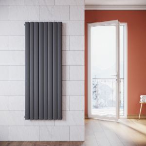 Radiateur eau chaude en acier Conception murale Vertical Tube plat Radiateur chauffage central 1600x619mm Panneau Double Anthracite (1875W) - Sonni