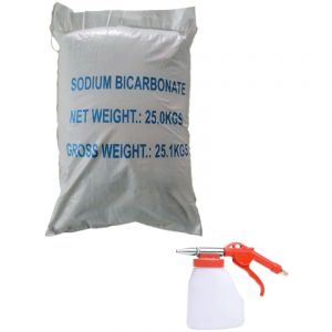Equipement Express Sicoba - Pistolet de Sablage Bicarbonate de Soude 1L + Sac 25kg Abrasif Bicarbonate de Soude pour Sablage Aérogommage