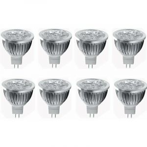 Ampoule LED Spot MR16 4W 12V - Culot GU5.3, 3000K, &Eacute;quivalent Halog&egrave;ne 35W, Pack de 8