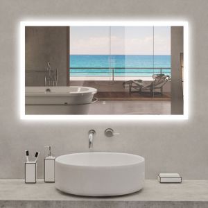 Acezanble - Miroir lumineux rectangulaire 120 x 70cm anti-buée +dimmable + mémoire, miroir de salle de bain