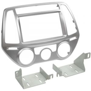 Adnauto - Facade autoradio 2DIN compatible avec Hyundai i20 ap13 Argent Avec clim manuelle