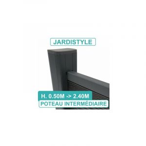 Poteau Intermédiaire 2 Entrées - Clôture Aluminium et Composite - 2,10 mètres - Gris Anthracite (ral 7016)