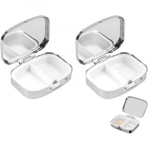 Lot de 2 Boite Medicaments Rangement,M&eacute;tal Petit Pilulier Voyage,Boite Medicament,Mini Pilulier pour Poche de sac &agrave; Main-PILULIER