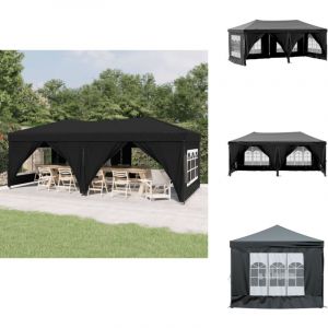 Tente de réception pliable avec parois Noir 3x6 m - Tents De Réception - Abri Extérieur - Gazebo - Parasol - Chapiteau Pliables