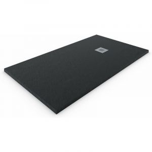 Allstone - Receveur de douche en résine extra-plate Toutes les tailles - 6 couleurs - Bonde et grille cadeau - Noir Ral. 9005 80X90 cm