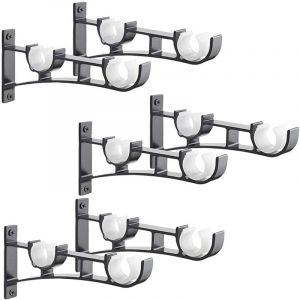 6Pièces Tringle à Rideau en métal Robuste, Support de Tringle à Rideaux, Double Tringle à Rideau Pole Holder, Support Rideau, Support de Tringle à