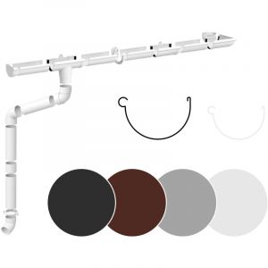 Jeu complet de goutti&egrave;res Surfaces de toit 100m&sup2; PVC en 4 couleurs RainWay130: blanc, Ensemble complet - 12 m&egrave;tres