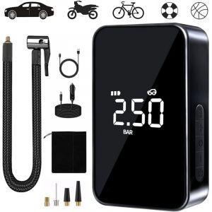 Lauwexe - Compresseur &agrave; Air Portatif, 6000mAh Mini Gonfleur Electrique, 150PSI Pompe V&eacute;lo Electrique, Compresseur avec Affichage Num&eacute;rique Lumi&egrave;re