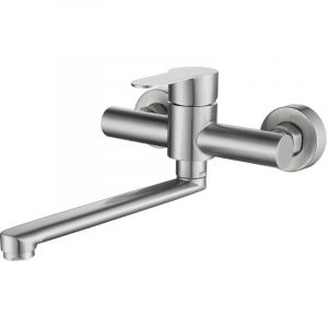 Robinet Mural Cuisine, Mitigeur Cuisine Mural Inoxydable, Pivotant &agrave; 360&deg; pour &Eacute;vier de Cuisine, R&eacute;glable Eau Chaude et Froide, Trous de Montage