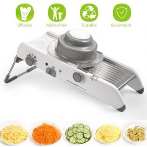 Mandoline de Cuisine Multifonctions Professionnel - Mandoline L&eacute;gumes Pliable R&eacute;glable en Acier Inoxydable de Haute Qualit&eacute; et ABS