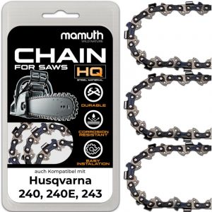 3x Cha&icirc;ne de tron&ccedil;onneuse 45cm 1,3mm 3/8' 62TG pour Husqvarna 240, 240E, 243