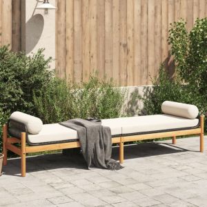 Maison Chic - Banc de jardin avec coussin-Banquette de jardin noir r&eacute;sine tress&eacute;e acacia