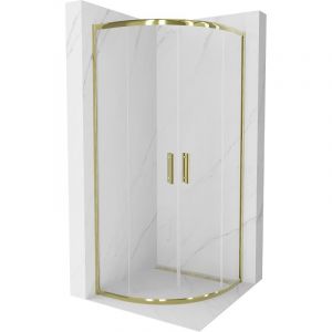 Cabine de douche Mexen Rio semi-circulaire 80 x 80 cm, transparente, dorée - 863-080-080-50-00
