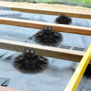 Vingo - swanew Plot terrasse bois ou composite Noir Plot terrasse pour dalle réglable 30-60 mm 10x
