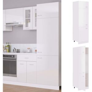 Maisonchic - Armoire de réfrigérateur,Colonne de cuisine, Armoire rangement de cuisine Blanc brillant 60x57x207 cm Aggloméré PEWV61117 design in