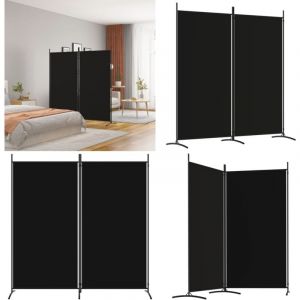 Cloison de s&eacute;paration 2 panneaux Noir 175x180 cm Tissu - Cloison De S&eacute;paration - &Eacute;cran De Confidentialit&eacute; - S&eacute;parateur De Pi&egrave;ce - Rideau De