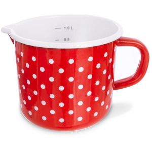 Tasse doseuse émaillée à pois rouges TECKA 1,2 l