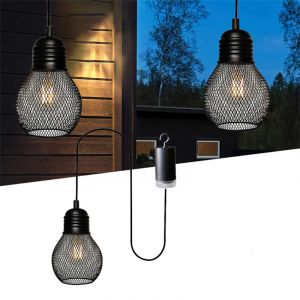 Lustre pour tonnelle d'int&eacute;rieur et d'ext&eacute;rieur &eacute;tanche, lustre d'ext&eacute;rieur &agrave; piles, lumi&egrave;re chaude, avec t&eacute;l&eacute;commande