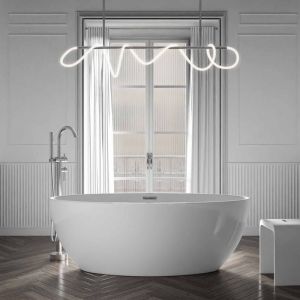 Baignoire îlot Acrylique ovale 160x80x60cm Blanc brillant + Bonde et trop plein - terra 2.0 Blanc brillant, 160 x 80 cm - Bernstein