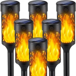 Lampe Solaire Flamme Exterieur, 6 Pack Lampe Solaire Flamme Etanche, Lumiere Torche Solaire pour Jardin, Patio, Chemins, Pelouse