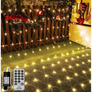 Guirlande Lumineuse Filet 200 LED 3M x 2M Filet Maille Lumineux No&euml;l Exterieur IP44 8 Modes Pour Jardin Balcon Rideau Blanc Chaud