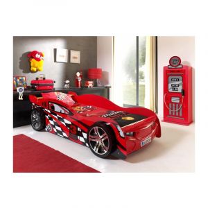 Pack - Lit Enfant Voiture 'Night Speeder' & Armoire 1 Porte 'Pompe à Essence' Rouge