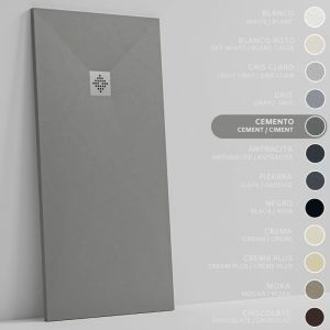 SOULBATH Receveur de Douche -R&eacute;sine -Gel Coat -Texture Lisse/Pierre -Antid&eacute;rapant -Couleur Gris Ciment - 180x90- Extra plat 3cm. Bonde de Vidage