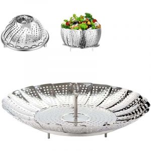 Panier Vapeur Inox, 9'' Cuit Vapeur Inoxydable pour Autocuiseur, Panier pour Cuire à la Vapeur, Fleur Marguerite Cuisson Vapeur, Pliable Vegetable