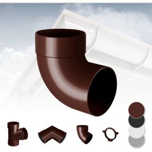 Syst&egrave;me de goutti&egrave;re - PVC plastique de 130 mm, s&eacute;lection de composants - RainWay 130: brun, Coude de tuyauterie 87&deg; simple