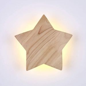 Wottes - Applique Murale 15W &Oslash;22CM Applique Lumi&egrave;re en Forme d'&Eacute;toile Lampe de Chevet en Bois pour B&eacute;b&eacute; Enfants Chambre Salon