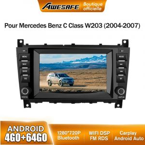 AWESAFE 4G Autoradio Android 13 pour Mercedes-Benz CLC W203 (2008-2010) CLK W209 (2005-2011) 4Go+64Go 8'' &Eacute;cran Android Auto Carplay