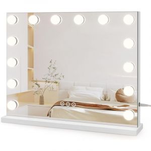 FITAGS Miroir Maquillage avec 14 Ampoules LED Miroir Coiffeuse Lumineux Grand mirroir maquilleur Lumineux avec 3 Modes d&eacute;clairage Miroir Hollywood