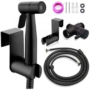 Kit hygi&egrave;ne + robinet 3 voies - Kit Douchette WC,Pulv&eacute;risateur de bidet &agrave; main, Douchette Toilette WC Eau Chaude et Froide avec Flexible et Support,