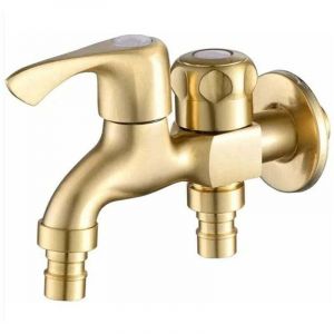 Robinet double, robinet de jardin, robinet double, machine à laver, laiton, G1/2, robinet à double sortie, extérieur