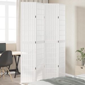 Design In - Cloison de séparation Paravent Séparateur pliable 4 panneaux blanc bois de paulownia massif CFW77790