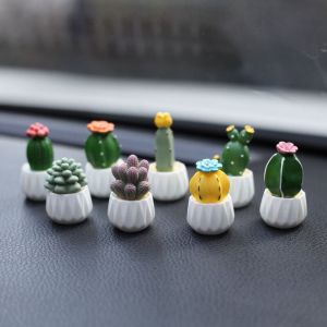 8 Pi&egrave;ces Mini Cactus Decoration Voiture Deco Voiture Interieur Petite Cactus Figurine Decoration D&eacute;coration Voiture pour Tableau de Bord de Voiture