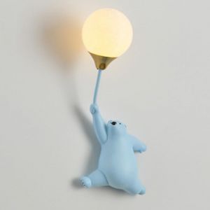 Applique murale ours et ballon pour chambre d&rsquo;enfant, luminaire mural f&eacute;erique G9 LED, c&acirc;bl&eacute;e et s&eacute;curis&eacute;e, &eacute;clairage doux pour filles et gar&ccedil;ons,