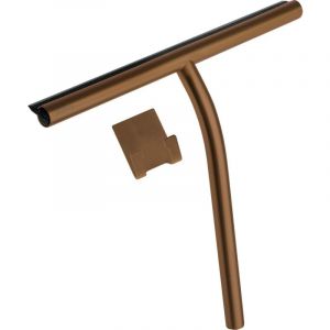 Racloir à eau idéal pour le nettoyage de la cabine de douche de couleur bronze avec support adhésif Deante SILIA ADIC31K Bronze