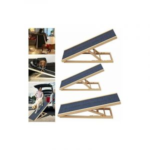 Dayplus - Rampe pour chien rampe pour chien de compagnie rampe antidérapante escalier tapis rampe en bois massif rampe pour chien 4 hauteur réglable