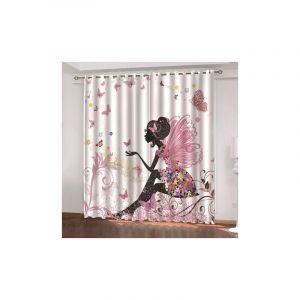 Mowze - Rideaux Occultants Isolant Thermiques Blanc Rose Jaune Papillon Fée 1 Pièces Chambre Enfant Bebe Fille Rideau Salon Design Moderne 100X140cm