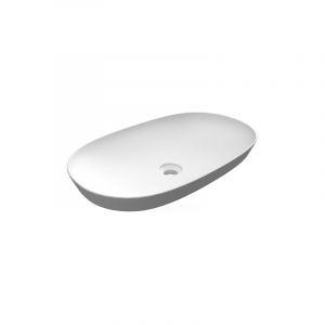 Vasque ovale allongée à encastrer sans trou 60x36 cm, blanc