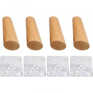 Lot de 4 pieds de meubles en bois massif inclin&eacute; 20cm, Pieds de rechange avec plaque de montage et vis pour canap&eacute;, TV, lit, table &agrave; manger