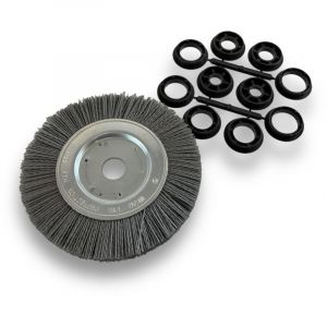 Brosse circulaire nylon Abrasif &oslash; 150 mm Epaisseur 1 rang Carbure de silicium Grain 120 Al&eacute;sage 20 mm + r&eacute;ducteur bague 16/12 mm Touret meuleuse