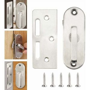 Verrou Porte en Acier Inox Loquet Porte Antirouille Verrou Porte Coulissante &agrave; Visser Verrou de S&eacute;curit&eacute; Fermeture Porte Loquet Verrou Porte Garage