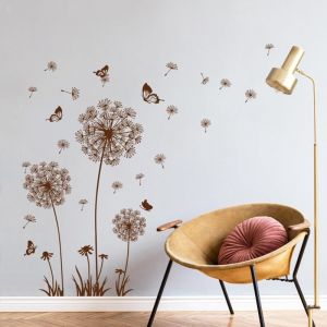1 ensemble Stickers Muraux Pissenlit Autocollants Muraux Fleurs Sticker Mural papillons pissenlit pour Salons Chambres Bureaux Canap&eacute; Fond D&eacute;coration