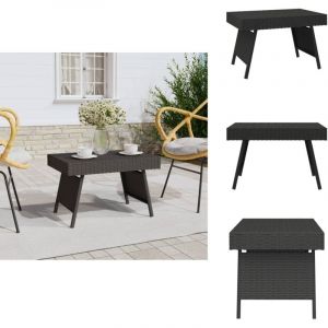 Table d'appoint pliable noir 60x40x38 cm résine tressée - Table D'appoint - Table Pliable - Table Extérieure - Table Intérieure - Mobilier De Jardin